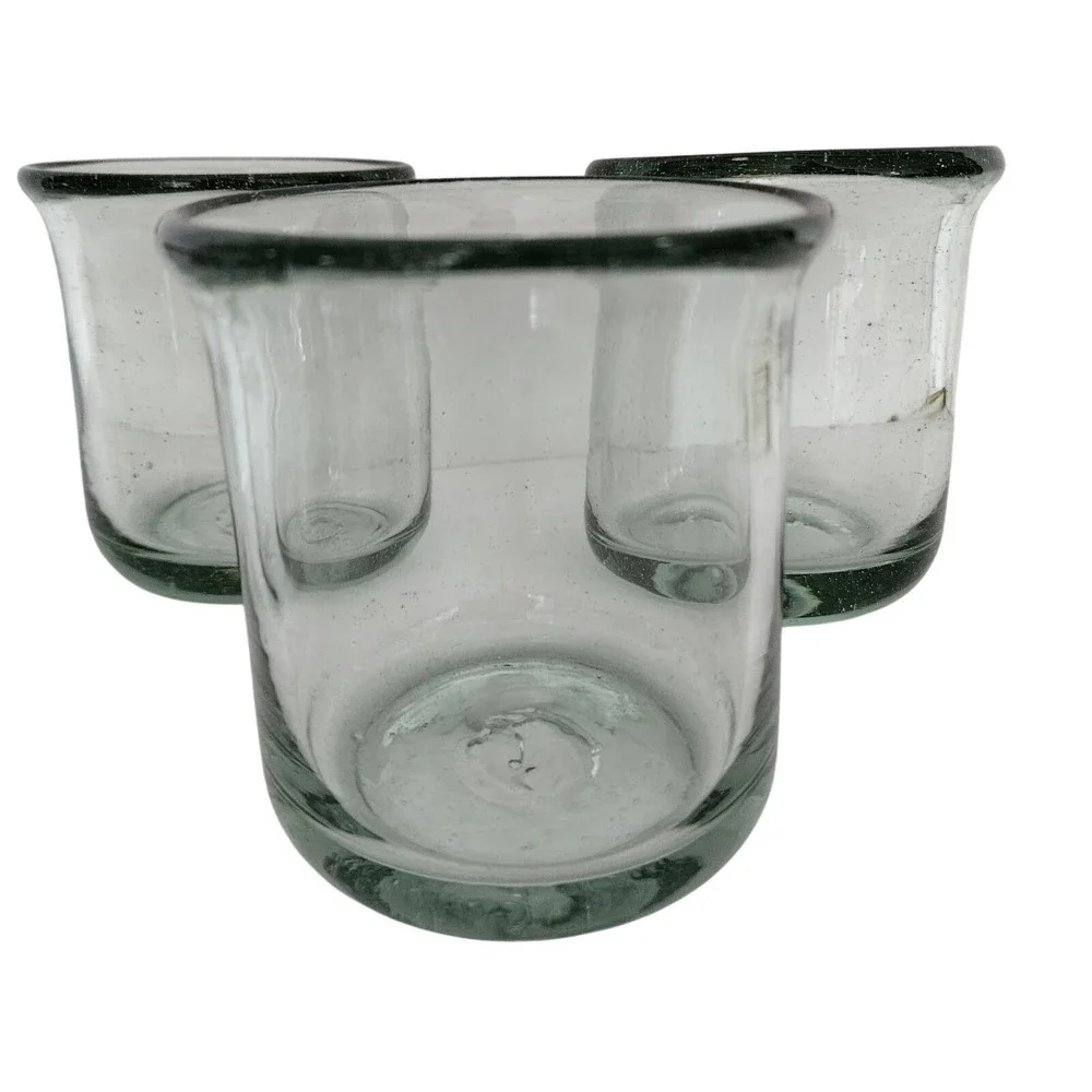 Pottery Barn Casa Recycled Green Glass Old Fashion Glasses Set Of 4